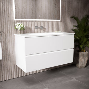 Tasca Two Drawer Vanity Unit  With Beyondstone Basin - Matt White 1000mm