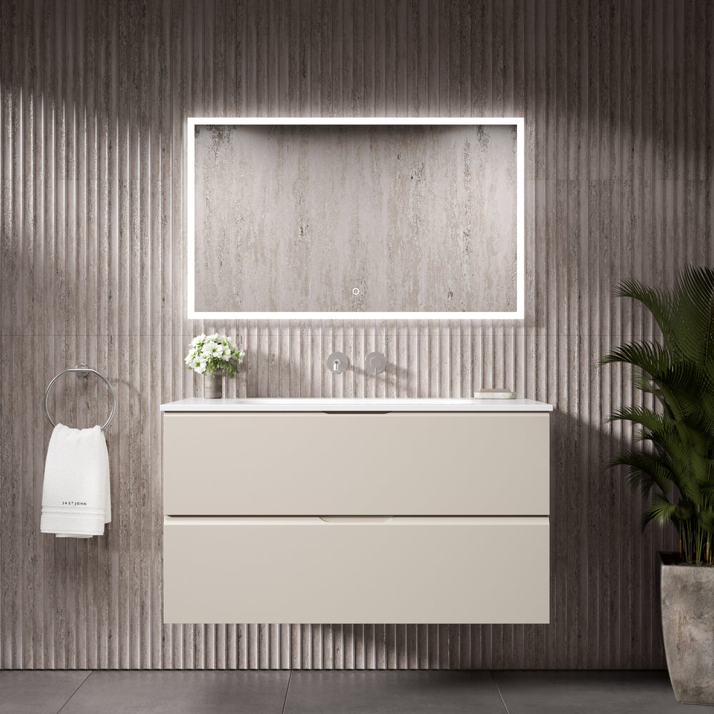 Tasca Two Drawer Vanity Unit  With Beyondstone Basin - Matt Cashmere 1000mm