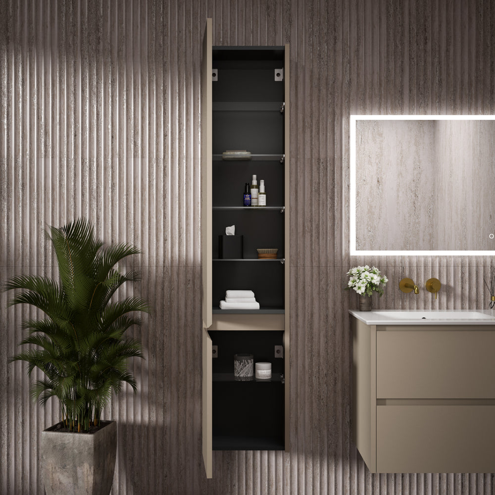 Bevel Tall Wall Unit LH Hinge 350mm x 1650mm - Matt Pebble