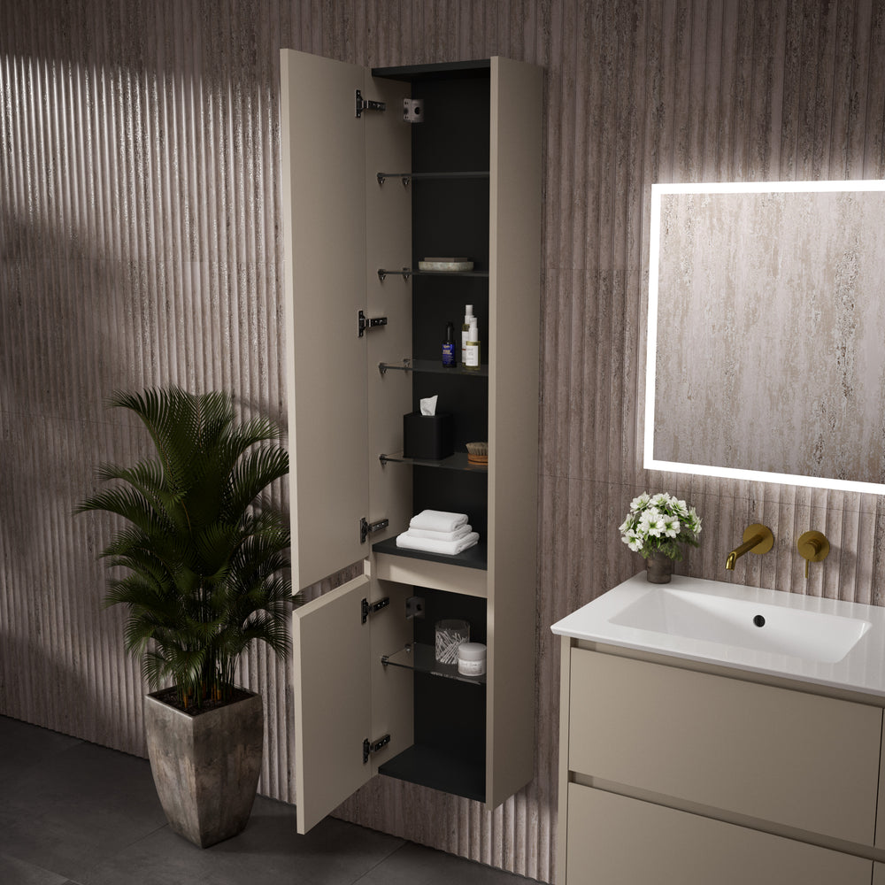 Bevel Tall Wall Unit LH Hinge 350mm x 1650mm - Matt Pebble