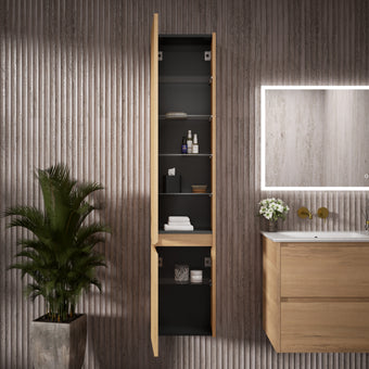 Bevel Tall Wall Unit RH Hinge 350mm x 1650mm - Oak (Pacific Walnut)