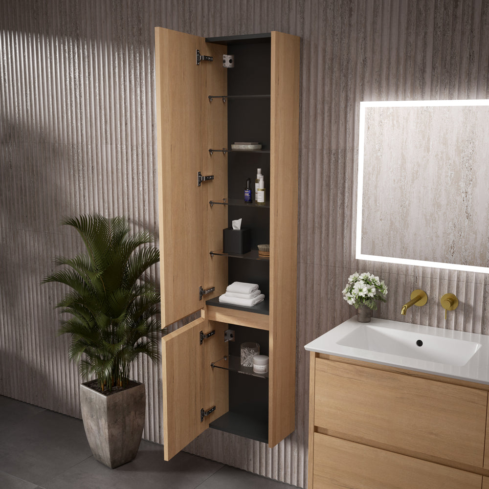 Bevel Tall Wall Unit LH Hinge 350mm x 1650mm - Oak (Pacific Walnut)