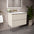 GSI Pura Ribbed Double Drawer Vanity Unit With Ceramic Basin - Cashmere 800mm