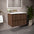 GSI Pura Ribbed Double Drawer Vanity Unit With Ceramic Basin - Walnut 800mm
