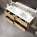 GSI Pura Bevel Four Drawer Vanity Unit With Ceramic Double Basin - Oak (Pacific Walnut) 1400mm