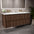 GSI Pura Ribbed Four Drawer Vanity Unit With Ceramic Double Basin - Walnut 1400mm