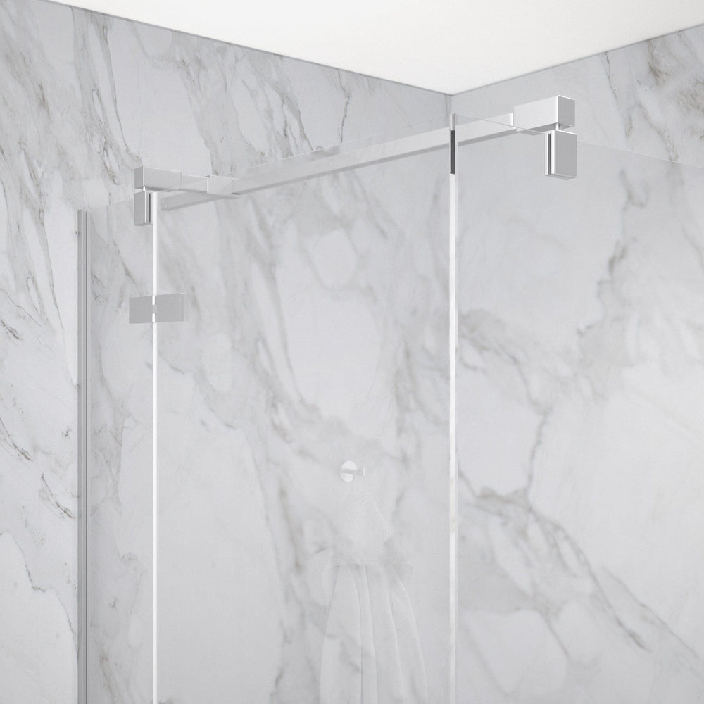 Hinged 1200mm Shower Door & 1000mm Side Panel - Brushed Steel