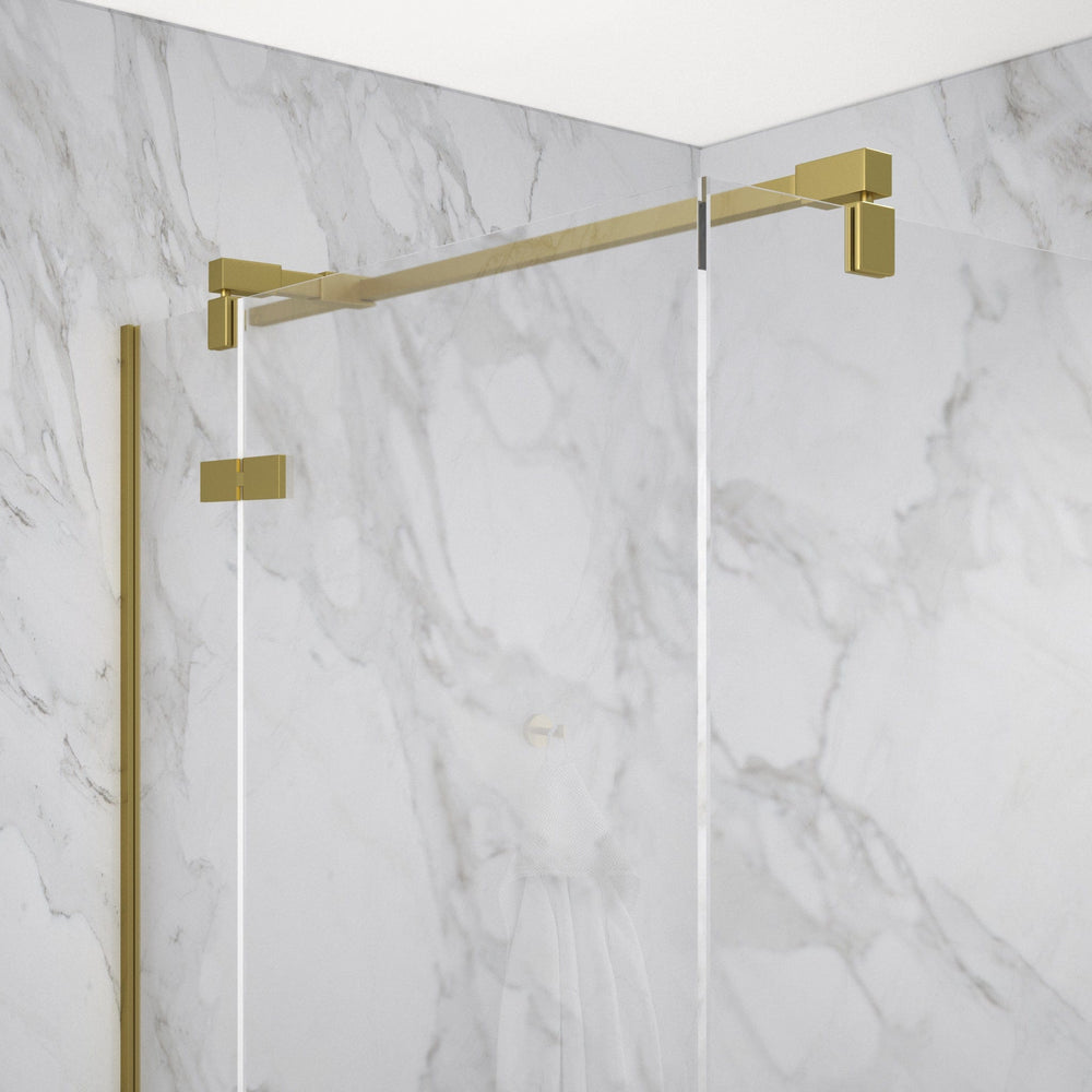 Hinged 1000mm Shower Door & 900mm Side Panel - Brushed Brass