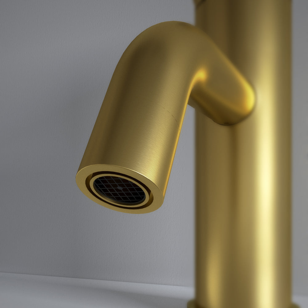 Luxe Progressive Deck Mounted Basin Mixer Tap - Brushed Brass