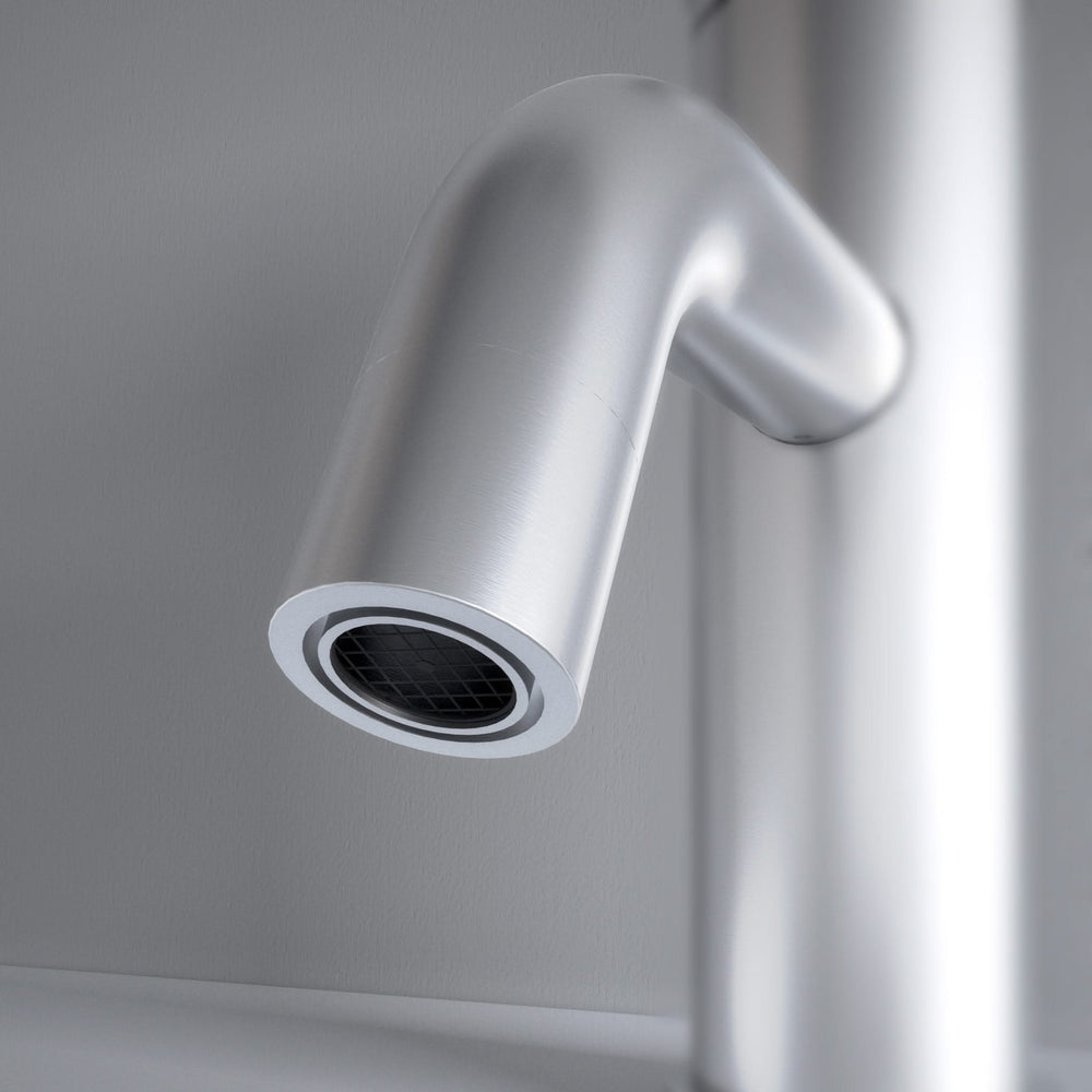 Luxe Progressive Deck Mounted Basin Mixer Tap - Brushed Steel