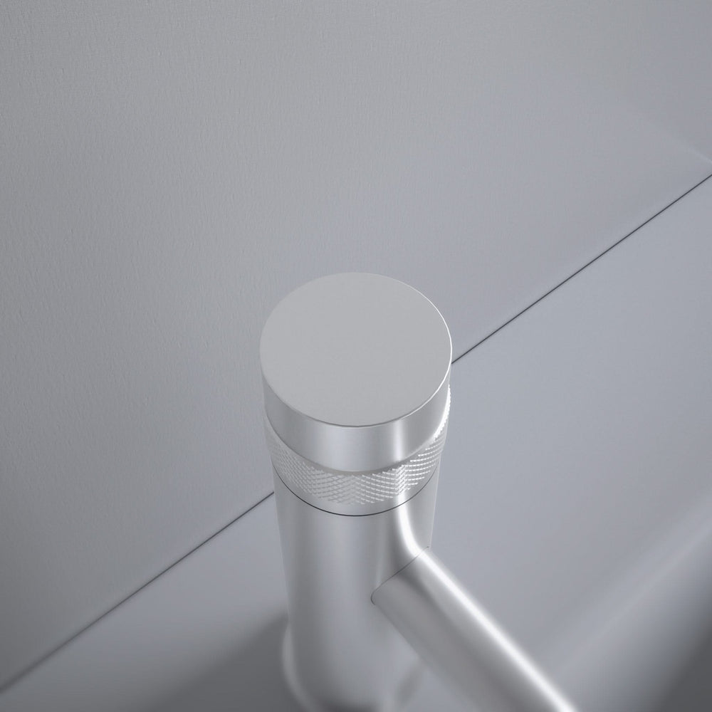 Luxe Progressive Deck Mounted Basin Mixer Tap - Brushed Steel