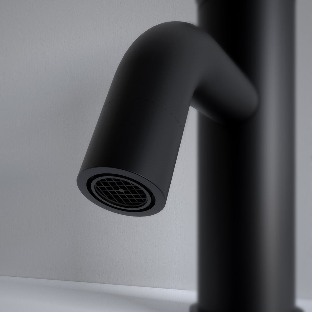 Luxe Progressive Deck Mounted Basin Mixer Tap - Matt Black