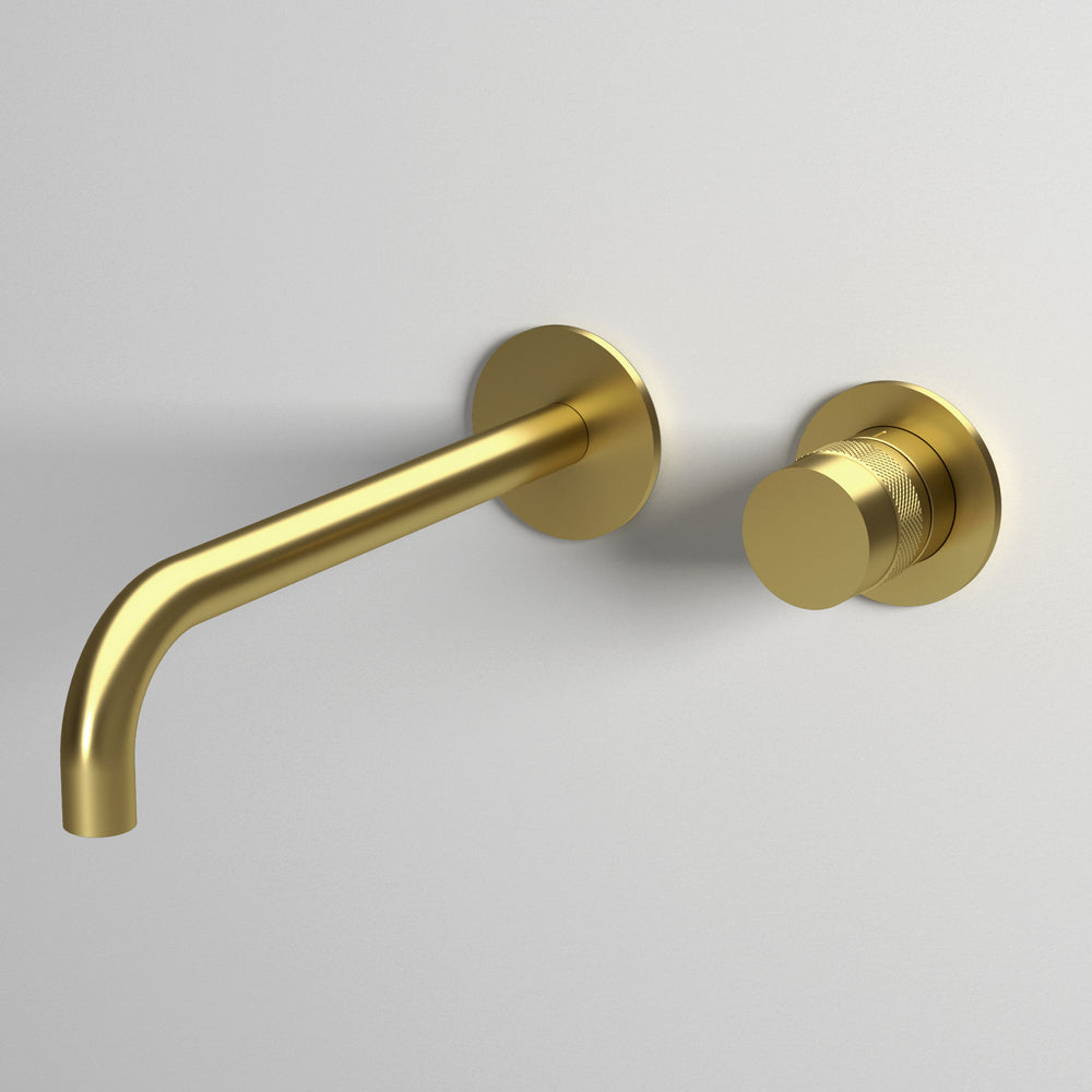 Luxe Progressive Wall Mounted Basin Mixer - Brushed Brass