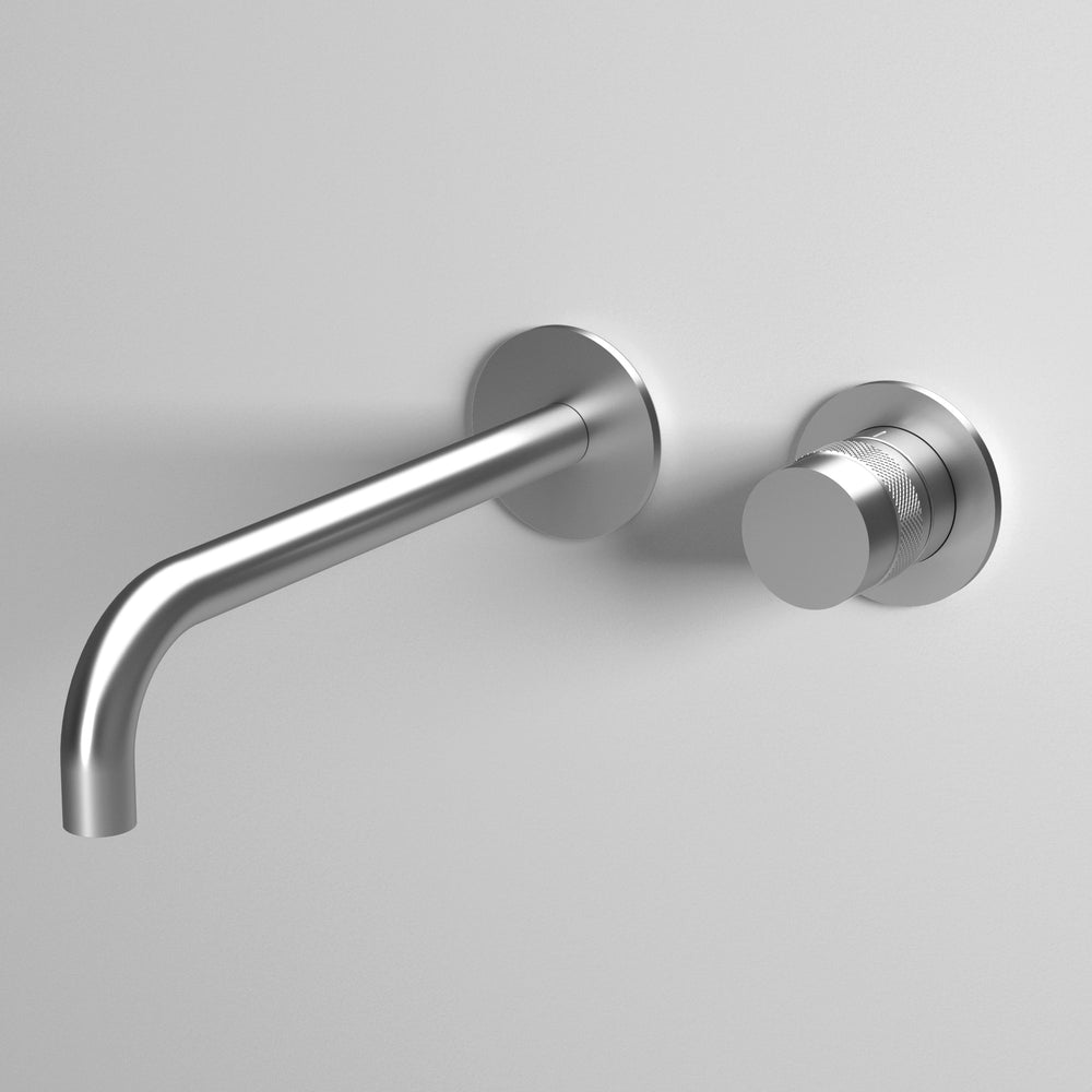 Luxe Progressive Wall Mounted Basin Mixer - Brushed Steel