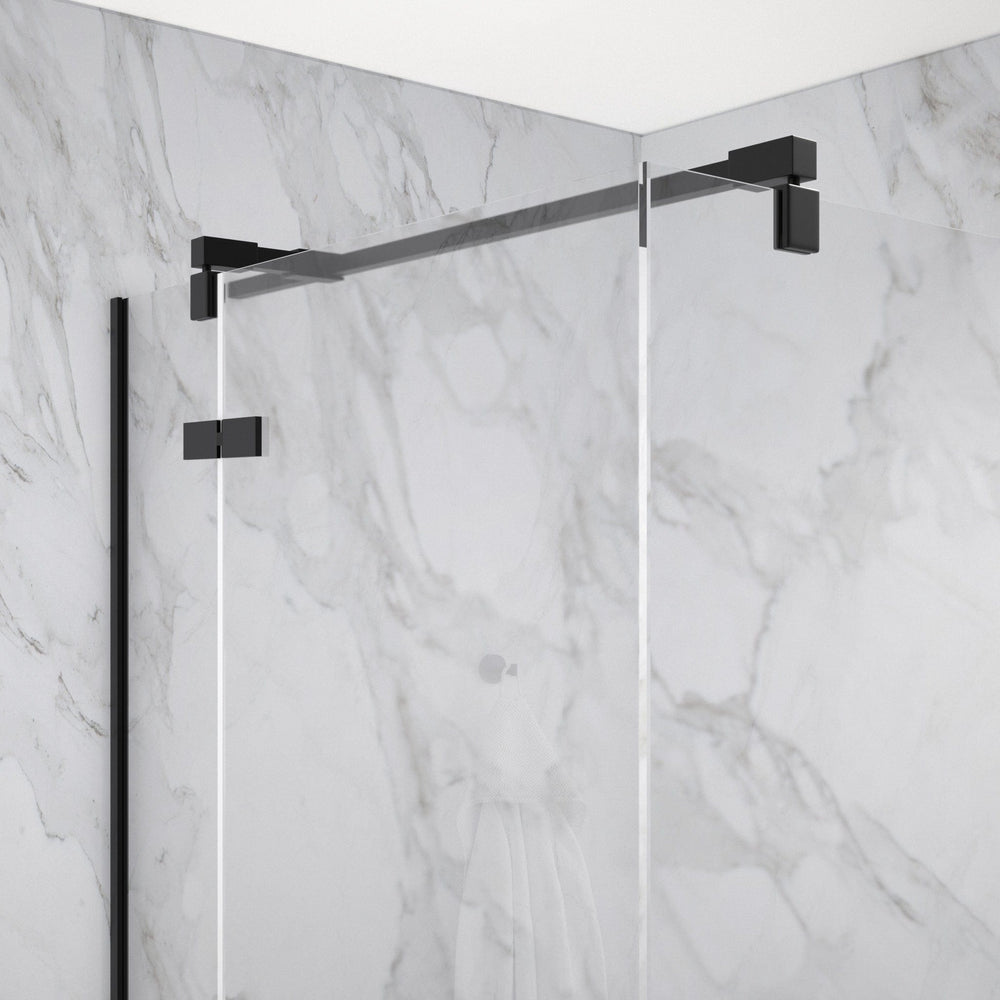 Hinged 1200mm Shower Door & 900mm Side Panel - Matt Black