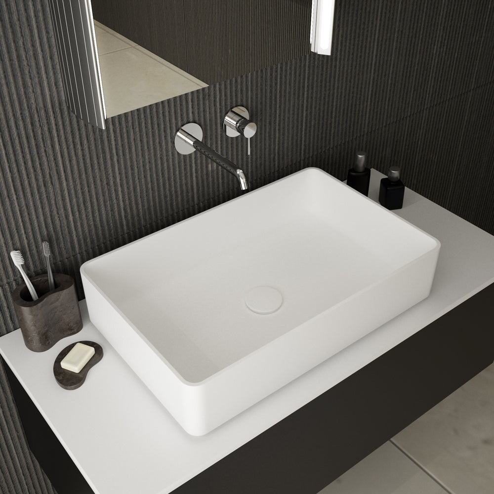 Monza Solid Surface Countertop Rectangular Basin 580mm