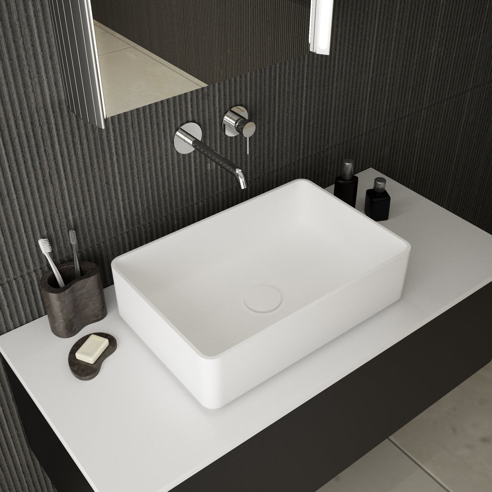 Monza Solid Surface Countertop Rectangular Basin 480mm