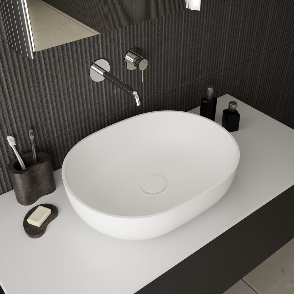 Asti Solid Surface Countertop Oval Basin 480mm