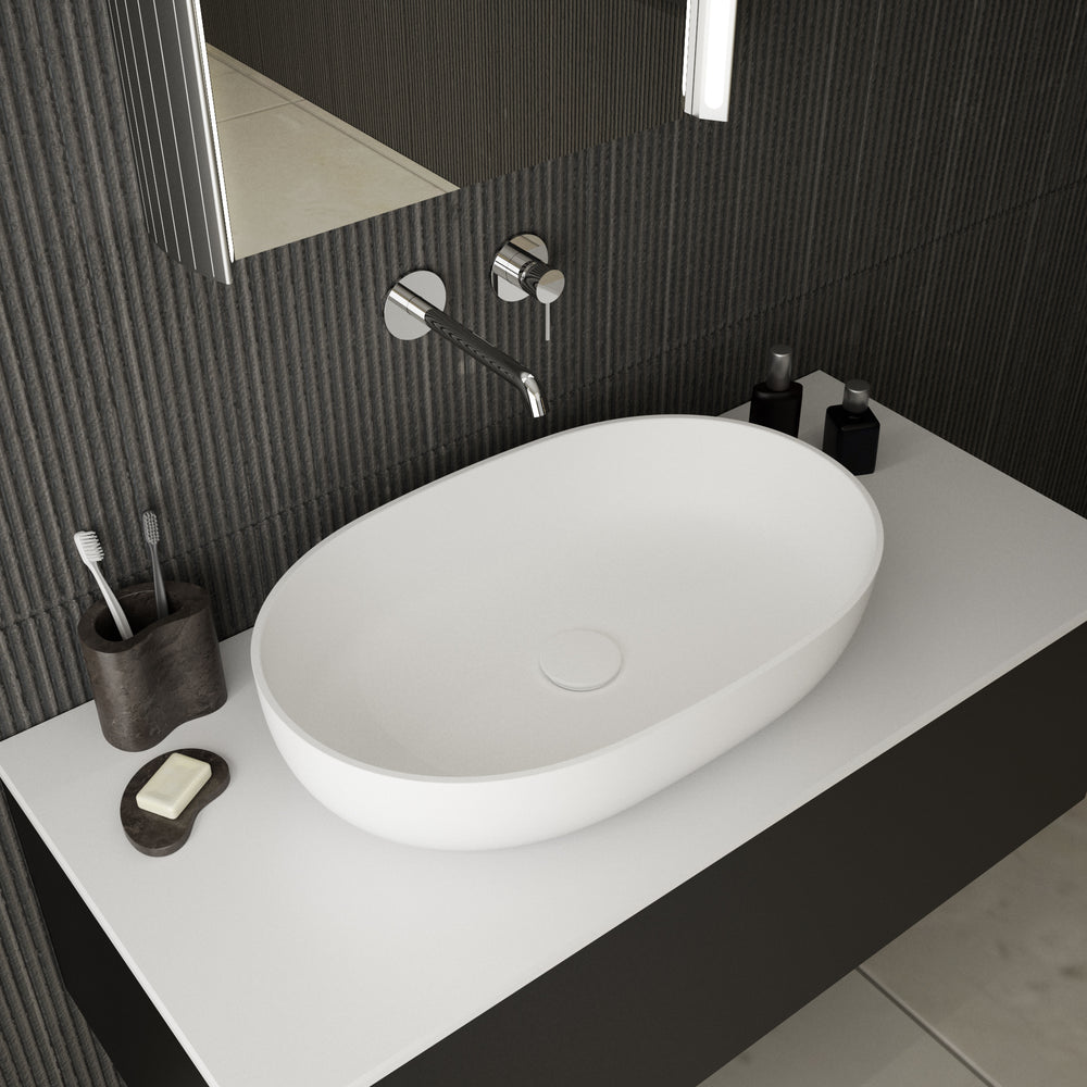 Asti Solid Surface Countertop Oval Basin 580mm
