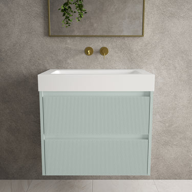 Scanalato Double Drawer Vanity Unit  With Beyondstone BLOC Basin - Peppermint 700mm