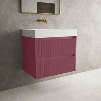 Scanalato Double Drawer Vanity Unit  With Beyondstone BLOC Basin - Mineral Red 700mm