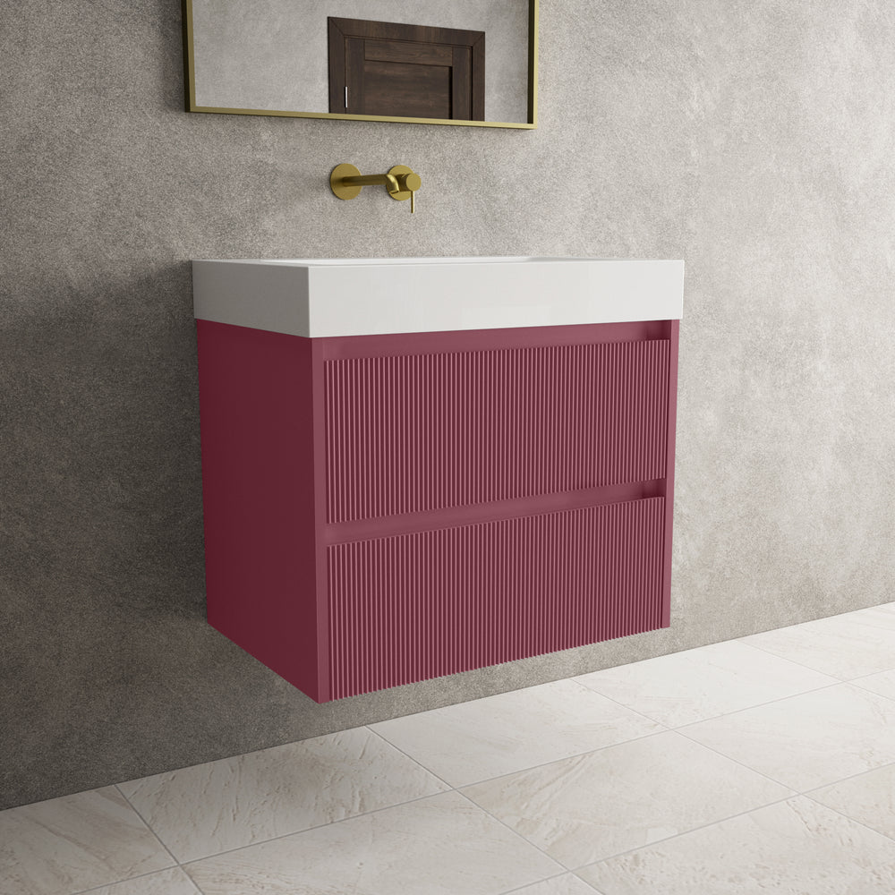 Scanalato Double Drawer Vanity Unit  With Beyondstone BLOC Basin - Mineral Red 700mm