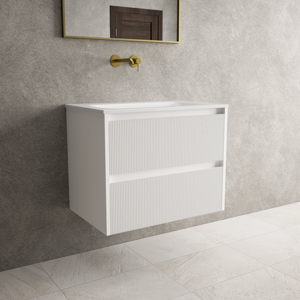 Scanalato Double Drawer Vanity Unit  With Beyondstone Basin - Pure White 700mm