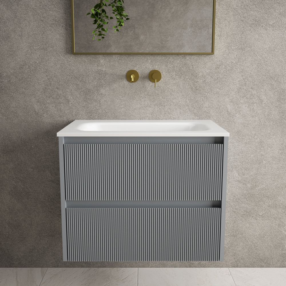 Scanalato Double Drawer Vanity Unit  With Beyondstone Basin - Dove Grey 700mm