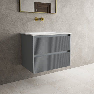 Scanalato Double Drawer Vanity Unit  With Beyondstone Basin - Dove Grey 700mm