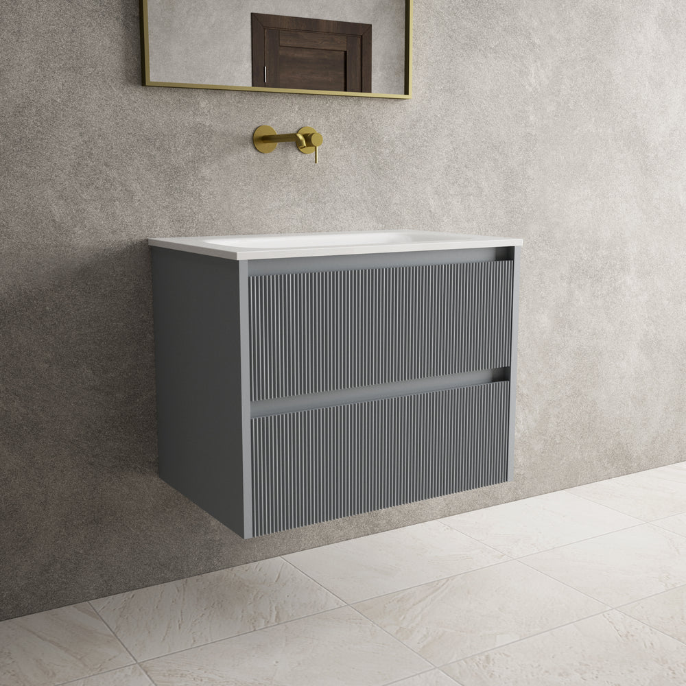 Scanalato Double Drawer Vanity Unit  With Beyondstone Basin - Dove Grey 700mm