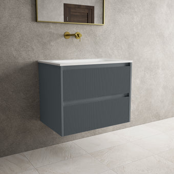 Scanalato Double Drawer Vanity Unit  With Beyondstone Basin - Slate Grey 700mm