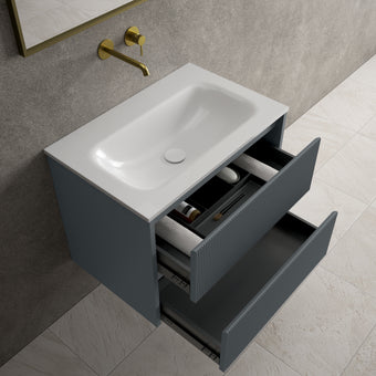 Scanalato Double Drawer Vanity Unit  With Beyondstone Basin - Slate Grey 700mm