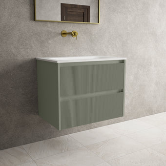 Scanalato Double Drawer Vanity Unit  With Beyondstone Basin - Pistachio 700mm