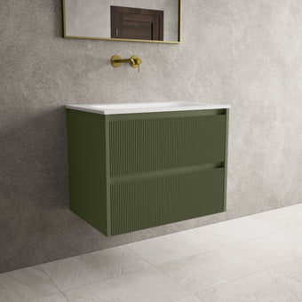 Scanalato Double Drawer Vanity Unit  With Beyondstone Basin - Seaweed 700mm