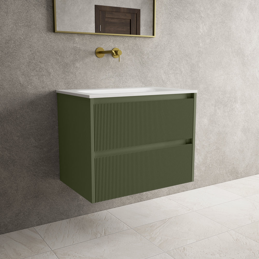 Scanalato Double Drawer Vanity Unit  With Beyondstone Basin - Seaweed 700mm