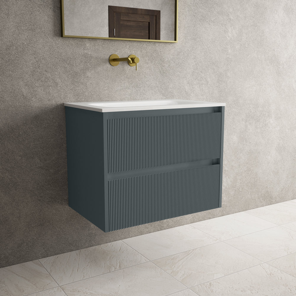 Scanalato Double Drawer Vanity Unit  With Beyondstone Basin - Anthracite 700mm