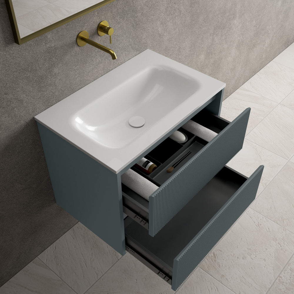 Scanalato Double Drawer Vanity Unit  With Beyondstone Basin - Anthracite 700mm