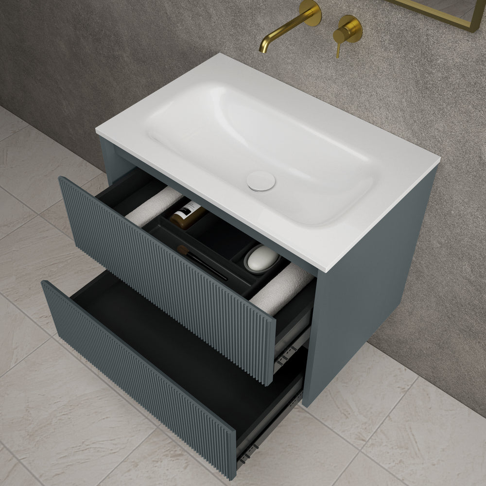 Scanalato Double Drawer Vanity Unit  With Beyondstone Basin - Anthracite 700mm