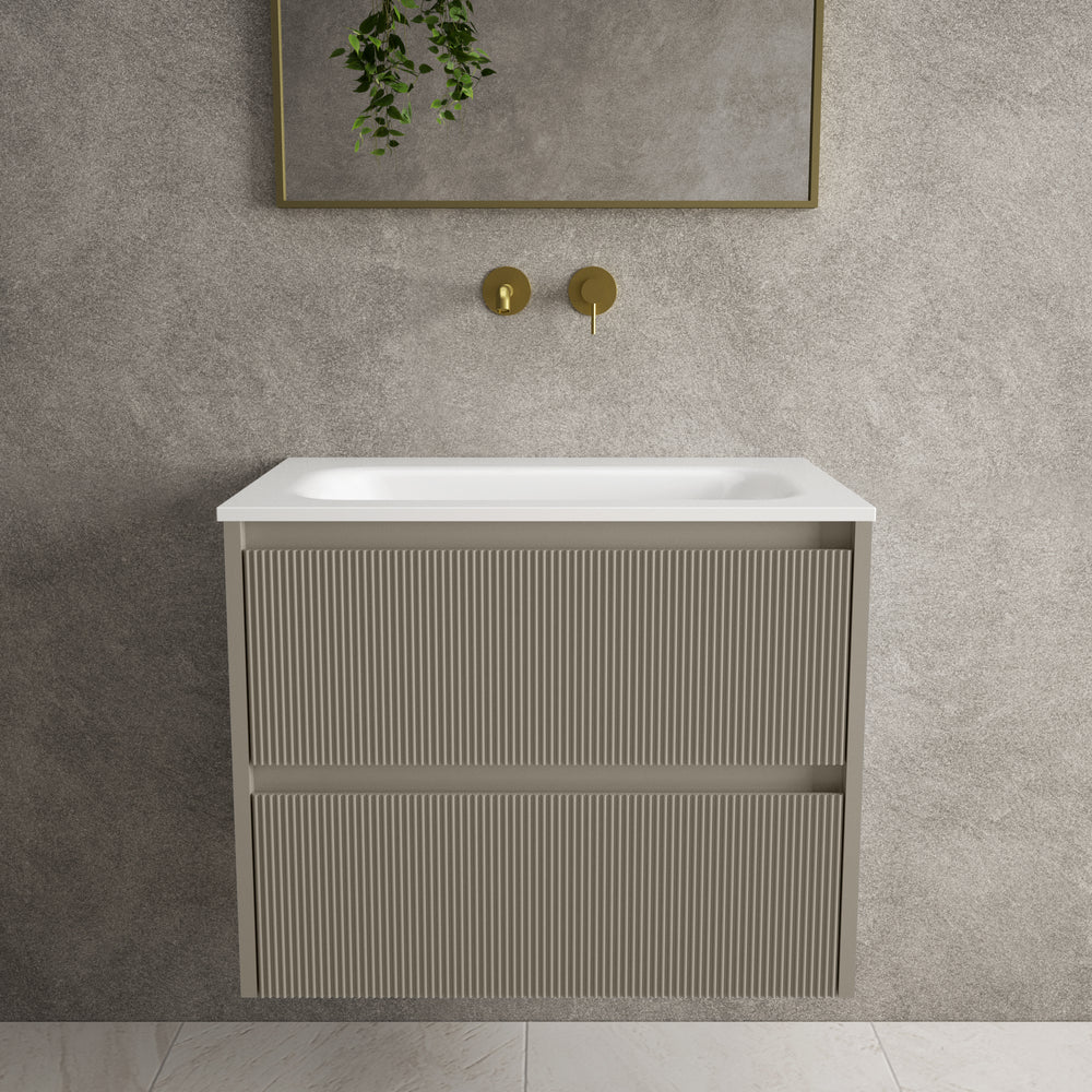 Scanalato Double Drawer Vanity Unit  With Beyondstone Basin - Soft Taupe 700mm