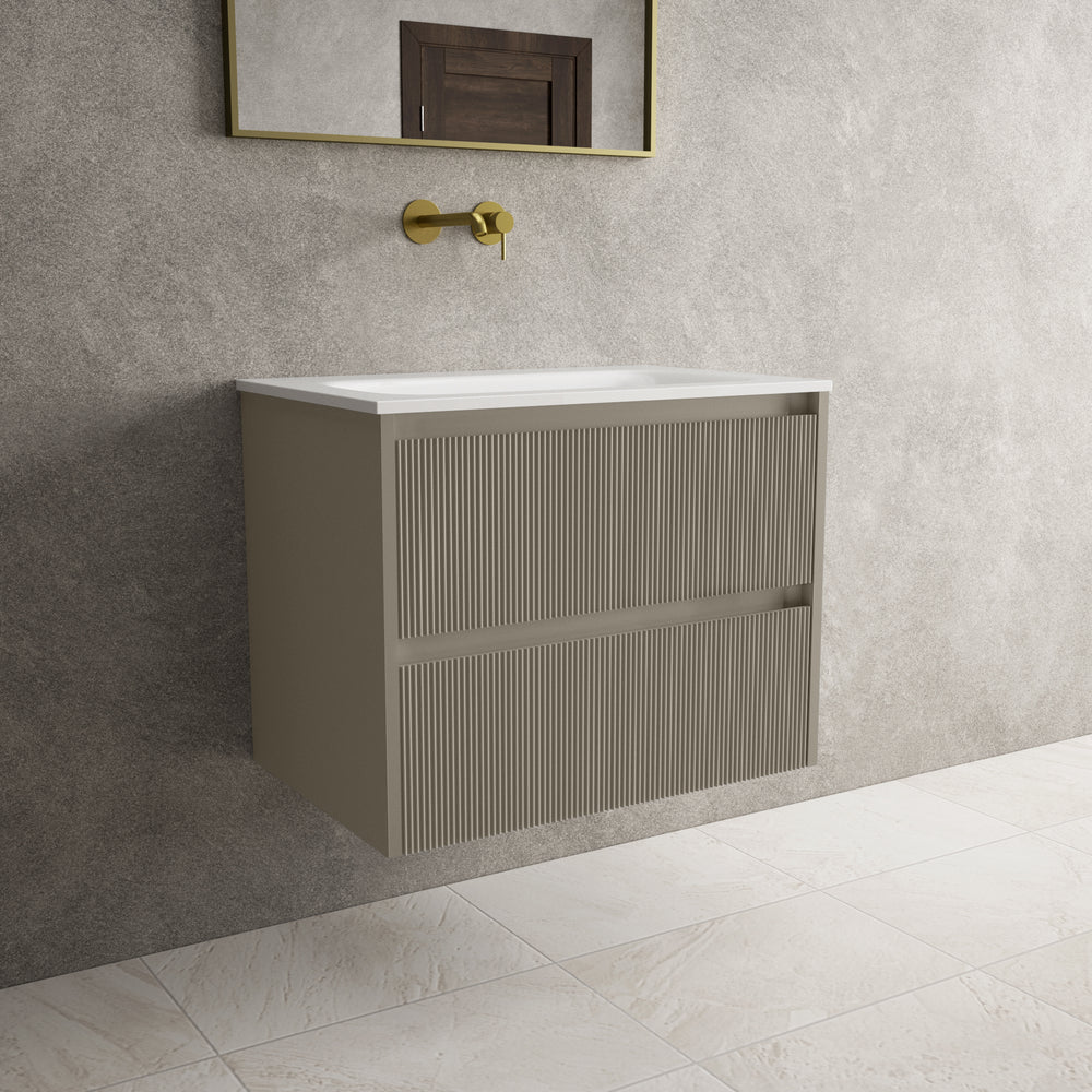 Scanalato Double Drawer Vanity Unit  With Beyondstone Basin - Soft Taupe 700mm