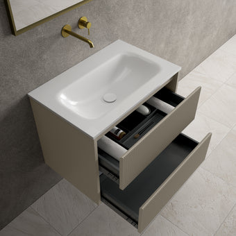 Scanalato Double Drawer Vanity Unit  With Beyondstone Basin - Soft Taupe 700mm