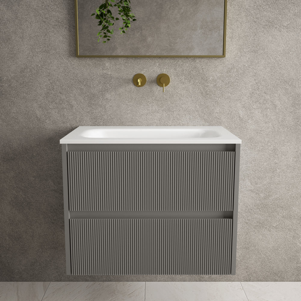 Scanalato Double Drawer Vanity Unit  With Beyondstone Basin - Rich Taupe 700mm