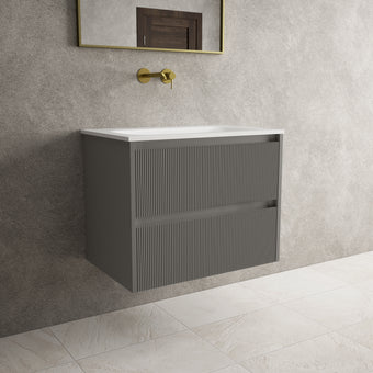 Scanalato Double Drawer Vanity Unit  With Beyondstone Basin - Rich Taupe 700mm