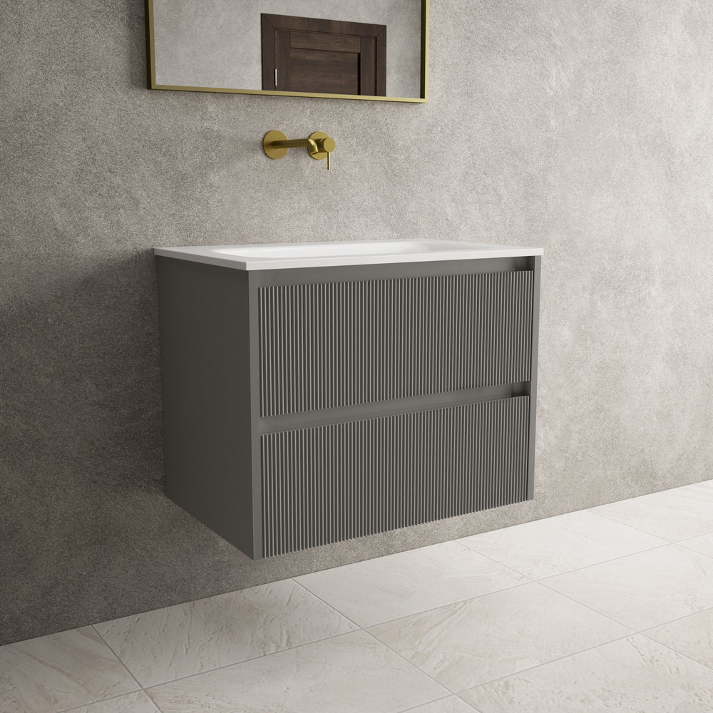 Scanalato Double Drawer Vanity Unit  With Beyondstone Basin - Rich Taupe 700mm