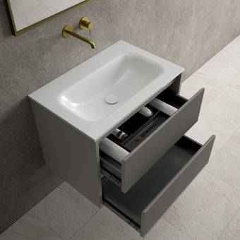Scanalato Double Drawer Vanity Unit  With Beyondstone Basin - Rich Taupe 700mm