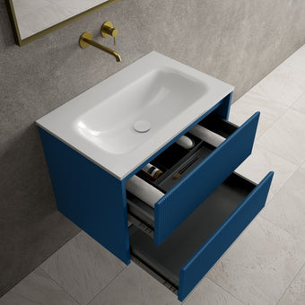 Scanalato Double Drawer Vanity Unit  With Beyondstone Basin - Ocean Blue 700mm