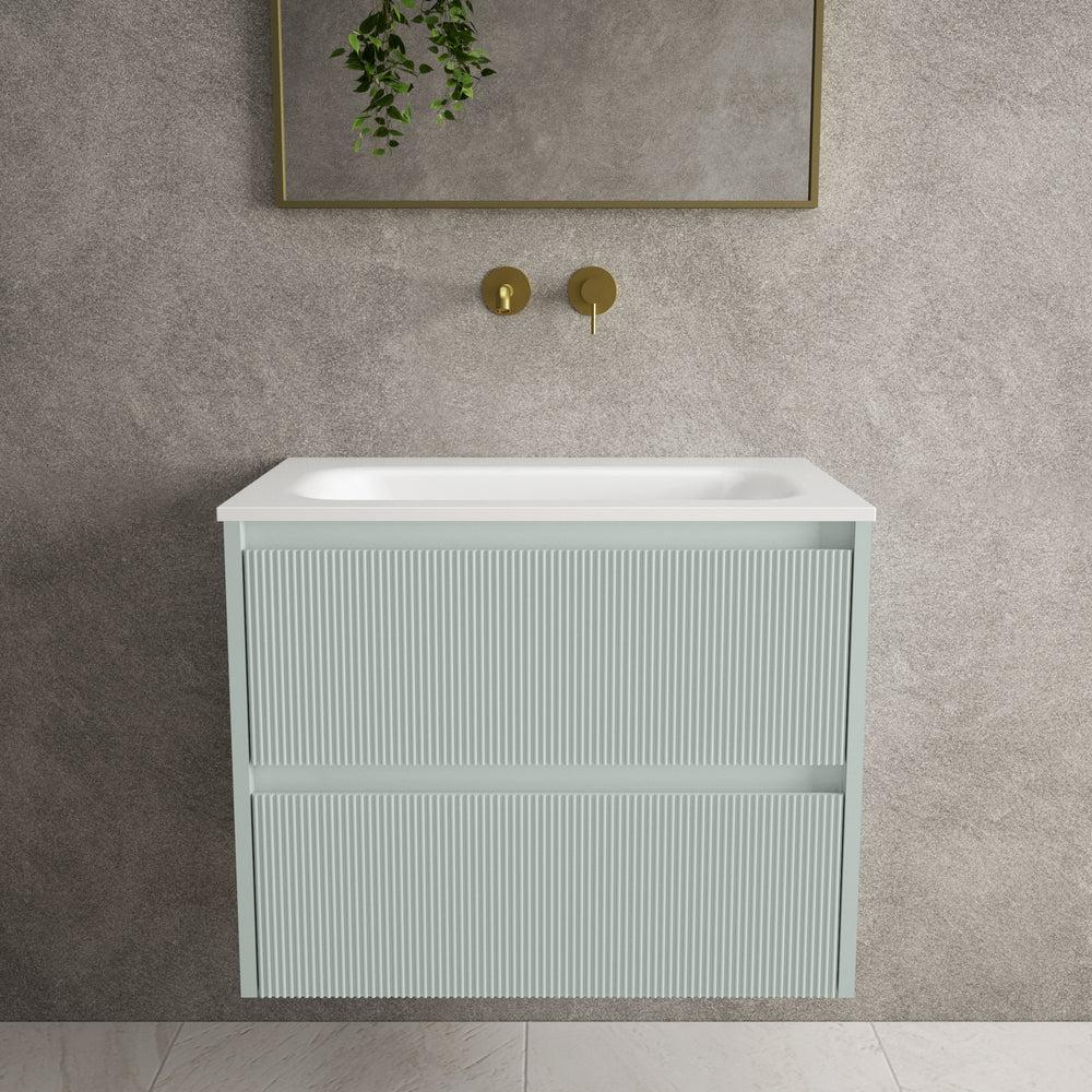 Scanalato Double Drawer Vanity Unit  With Beyondstone Basin - Peppermint 700mm