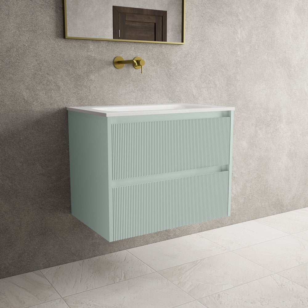 Scanalato Double Drawer Vanity Unit  With Beyondstone Basin - Peppermint 700mm
