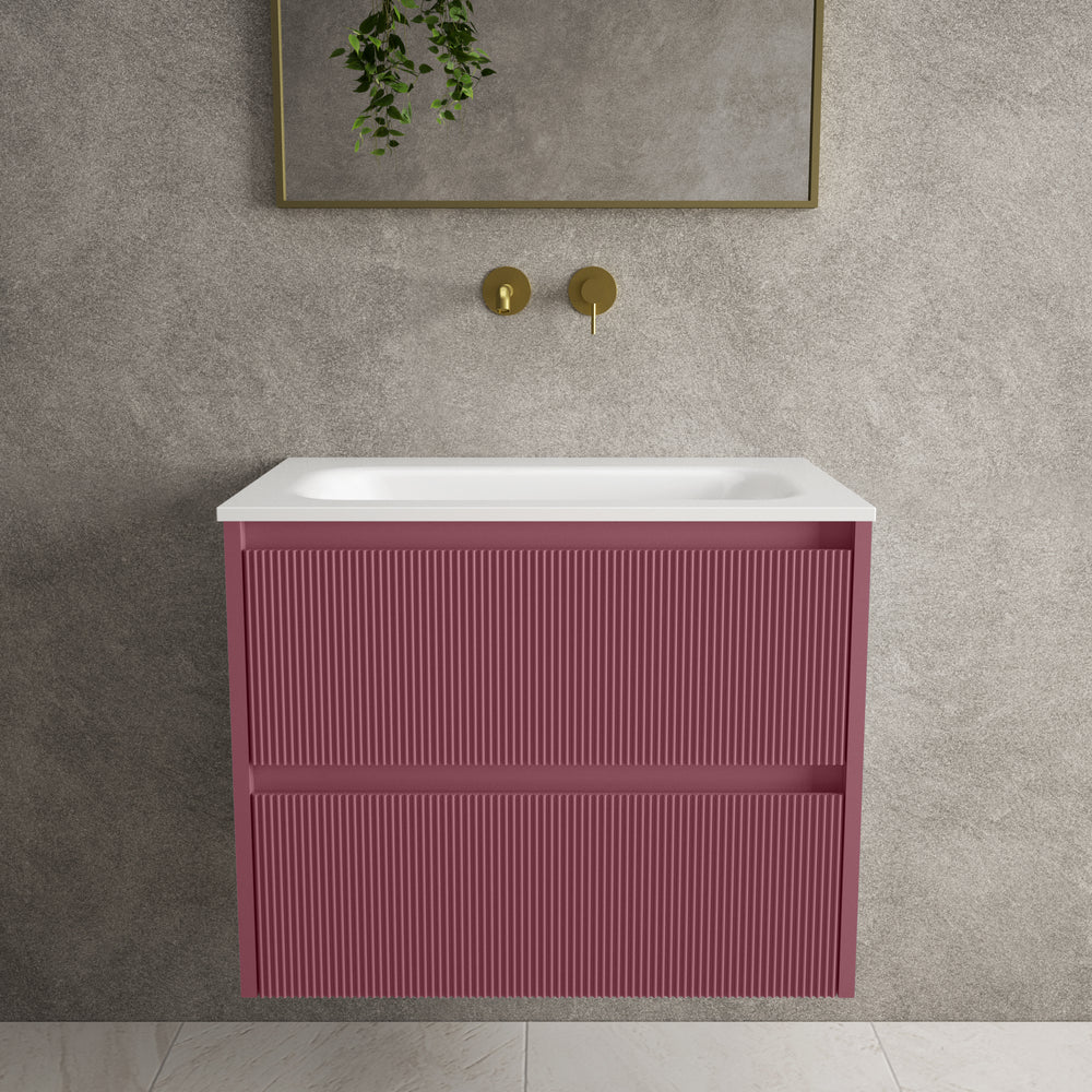 Scanalato Double Drawer Vanity Unit  With Beyondstone Basin - Mineral Red 700mm