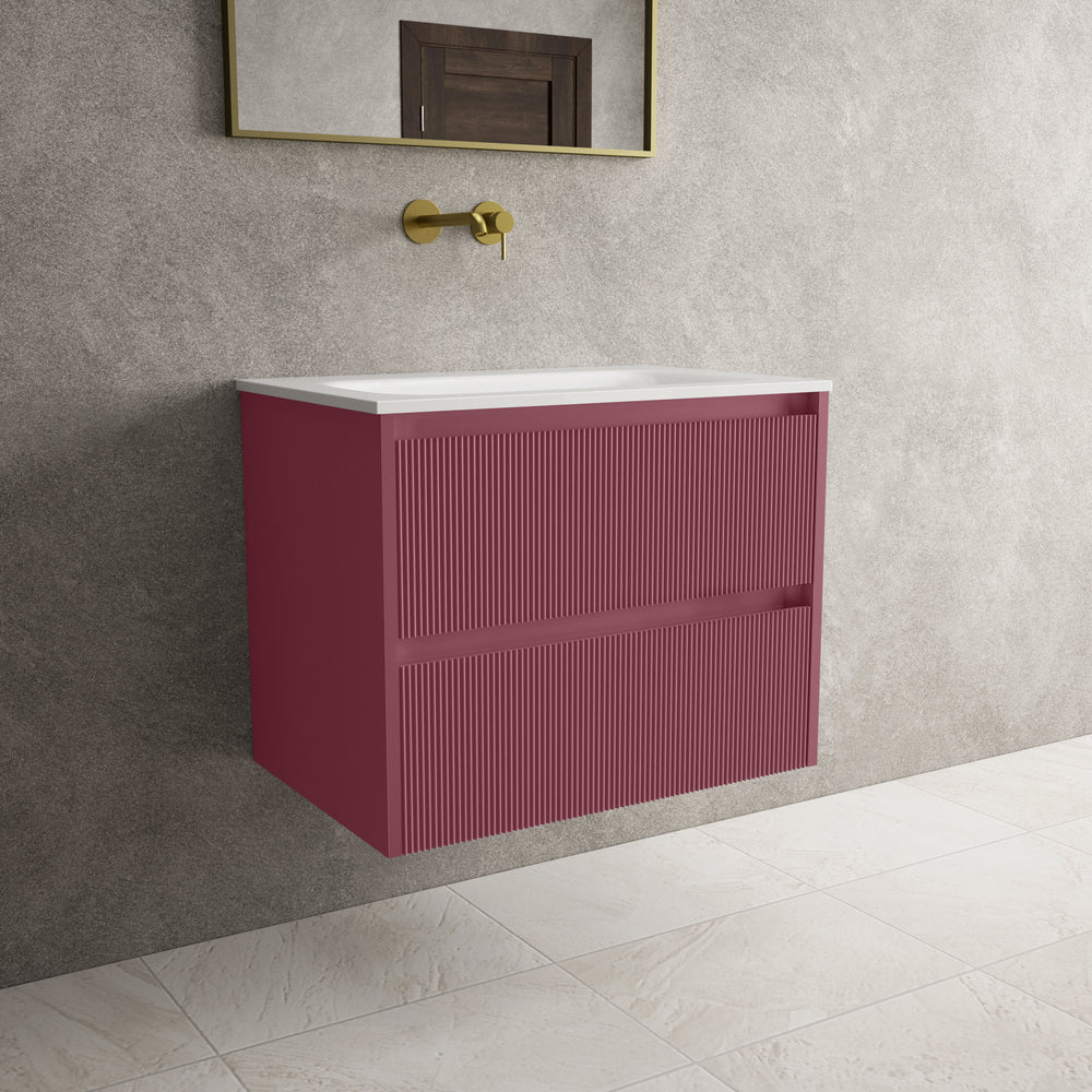 Scanalato Double Drawer Vanity Unit  With Beyondstone Basin - Mineral Red 700mm